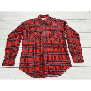 Trails End Red Men's Flannel Plaid Button With Striped Up Size Medium